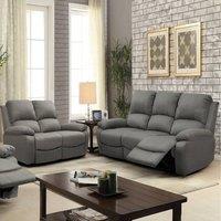 Comfy Living Ltd Luxury Fabric Reclining 3 Seater Sofa & 2 Seater Sofa in Light Grey