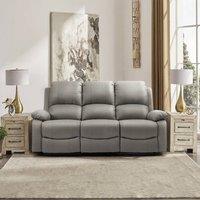 Comfy Living Ltd Luxury Fabric Reclining 3 Seater Sofa in Light Grey