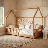 Flair Explorer Wooden Playhouse Bed with Rails in Light Brown | Size: Single
