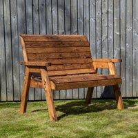 Samuel Alexander Charles Taylor Hand Made Traditional 2 Seater Chunky Rustic Wooden Garden Bench Furniture Flat Packed in Brown