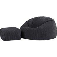 icon Kingston XL Jumbo Cord Classic Dome Bean Bag & Footstool in Charcoal | Size: Extra Large