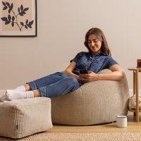 icon Kingston XL Jumbo Cord Classic Dome Bean Bag & Footstool in Stone | Size: Extra Large