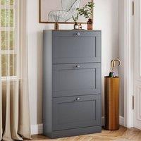 HD Designs 3 Drawer Shoe Cabinet Flip Down Shoe Storage Organizer in Grey