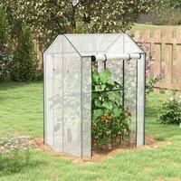 OUTSUNNY Greenhouse with 2 Roll-up Doors & Vent Holes, 100x80x150cm in White | Size: 100 x 80 x 150 cm