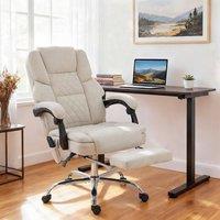 HOMCOM Massage Office Chair with Heat, 135 Reclining Desk Chair in Cream