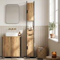 HOMCOM Freestanding Bathroom Cabinet with Drawers & Shelves, Brown