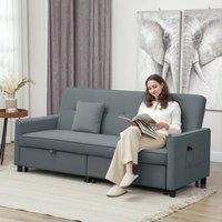 HOMCOM Reversible L-Shaped Sectional Sofa Bed with Cushions in Grey