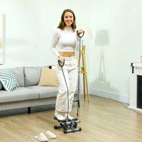 SPORTNOW Mini Stepper, Compact Step Machine Exerciser with Resistance Bands in Grey