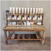 KDMD Handmade Bali A&C 1.8m Teak Table with Top Shelf Rustic & Upcycled in Brown