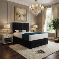 KDMD Quatt Upholstered Black Soft Velvet Designer Bed Frame | Size: Small Single