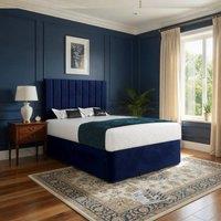 KDMD Quatt Upholstered Blue Soft Velvet Designer Bed Frame | Size: Small Single