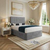 KDMD Quatt Upholstered Grey Soft Velvet Designer Bed Frame | Size: Small Single