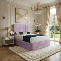 KDMD Quatt Upholstered Pink Soft Velvet Designer Bed Frame in Lilac | Size: Small Single
