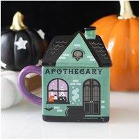 KDMD Apothecary Lidded Ceramic Mug 400ml Halloween Hot Drinks in Pale Green