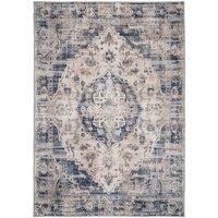 Kukoon Beige Blue Distressed Vintage Medallion Soft Living Room Area Rug | Size: 240 cm x 330 cm