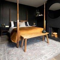 Kukoon Grey Distressed Flatwoven Living Room Area Rug Hallway Runner | Size: 120 cm x 170 cm
