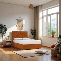 Knight Sleep Ellis Plush Bed Set With Mattress, 2 Drawers Same Side & 24Headboard in Orange | Size: Double