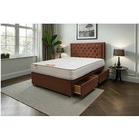 Knight Sleep Ellis Plush Bed Set With Mattress, 2 Drawers Same Side & 24Headboard in Chocolate | Size: Small Double