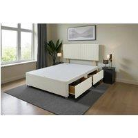Knight Sleep Emily Divan Bed Base 2 Drawers, with Headboard Naples Fabric in Cream | Size: Single