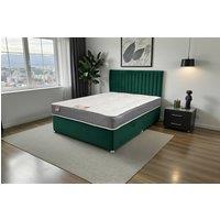 Knight Sleep Emily Divan Bed, No Drawers + Sprung Memory Foam Mattress & Headboard in Emerald | Size: Small Double