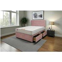 Knight Sleep Emily Plush Bed Set With Mattress, 2 Drawers Same Side & 24Headboard in Pink | Size: Single