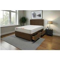 Knight Sleep Emily Plush Bed Set With Mattress, 2 Drawers Same Side & 24Headboard in Chocolate | Size: Double