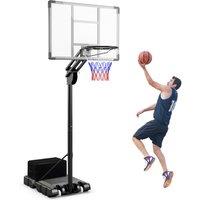 Costway 4.9 to 10 FT Adjustable Basketball Hoop Portable Basketball Goal System w/ Shatterproof Backboard in Black
