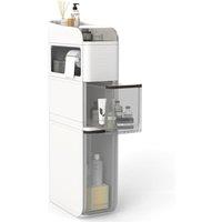 Gymax Bathroom Storage Cabinet 18 cm Narrow Floor Organizer with 2 Drawers in White
