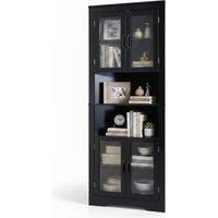 Costway 6-Tier Corner Storage Cabinet 170cm Tall Corner Hutch w/ 4 Glass Doors in Black