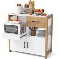 Gymax Buffet Sideboard Wooden 2 Doors Floor Cabinet With Drawer-White in White