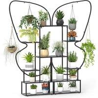 Gymax 6-Tier Metal Plant Stand Butterfly-Shaped Flowerpot Shelf Black