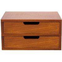 KORVIXA 2-Drawer Wooden Desktop Storage Chest Organizer Box in Brown | Size: 500mm
