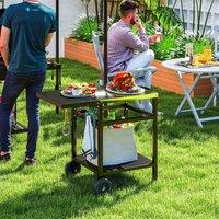 EONLION BBQ Trolley with Foldable Side Table in Black | Size: 100 cm