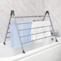 FORGEVIO Extendable Over Bath Clothes Airer, Perfect for Small Homes Grey