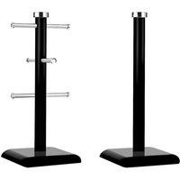 FORGEVIO Set of Mug Tree Kitchen Roll Holder Stand Paper Towel Pole Black