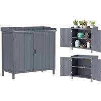 FLAVORA Galvanized Top Garden Potting Bench in Dark Grey | Size: 0.6m2