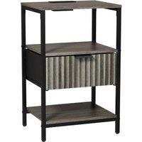 FORGEVIO Wood Bedside Table 1 Drawers Cabinet Charging Station in Grey