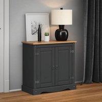 SPETLEK Corona Sideboard Charcoal 2 Door Cupboard Solid Wood | Size: 0.6m2