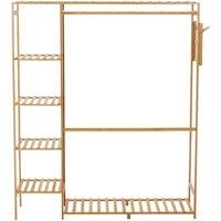 EONLION Natural-121x30x146.5cm Wardrobe Wooden Clothes Rail Rack in Natural | Size: 500mm