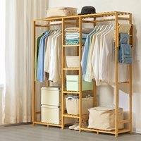 EONLION Natural-153x30x146.5cm Wardrobe Wooden Clothes Rail Rack in Natural | Size: 500mm