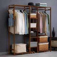 EONLION Brown-153x30x146.5cm Wardrobe Wooden Clothes Rail Rack in Brown | Size: 500mm