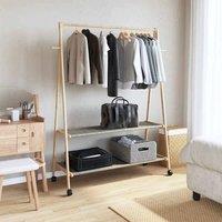 EONLION Clothes Rack with Shelves Wheels in Natural | Size: 500mm