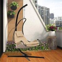 NESTLUNE Sturdy Rattan Hanging Egg Chair Swing Stand in Black | Size: 100 cm x 15 cm