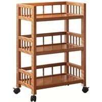 FORGEVIO 3Tier Bamboo Rolling Storage Cart with Wheels, Mobile Kitchen Coffee in Brown