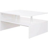 FORGEVIO White Modern 2 Tier Coffee Side End Table Open Shelf Living Room