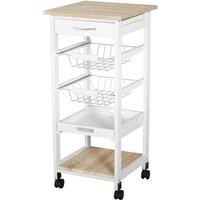Kelvenix Mobile Rolling Kitchen Island Trolley in White | Size: 0.6m2