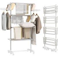 Kelvenix 4-Tier Large Clothes Airer Stainless Steel in Silver | Size: 0.6m2