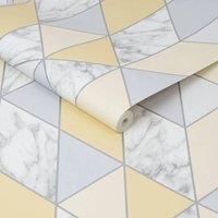Nordara Yellow Geometric Marble Wallpaper