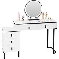 SPETLEK Dressing Table with 5 Drawers Mirror LED Lights in White | Size: 0.6m2