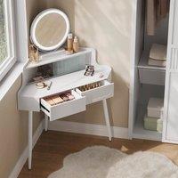 SPETLEK Corner Dressing Table Vanity Makeup Desk in White | Size: 0.6m2